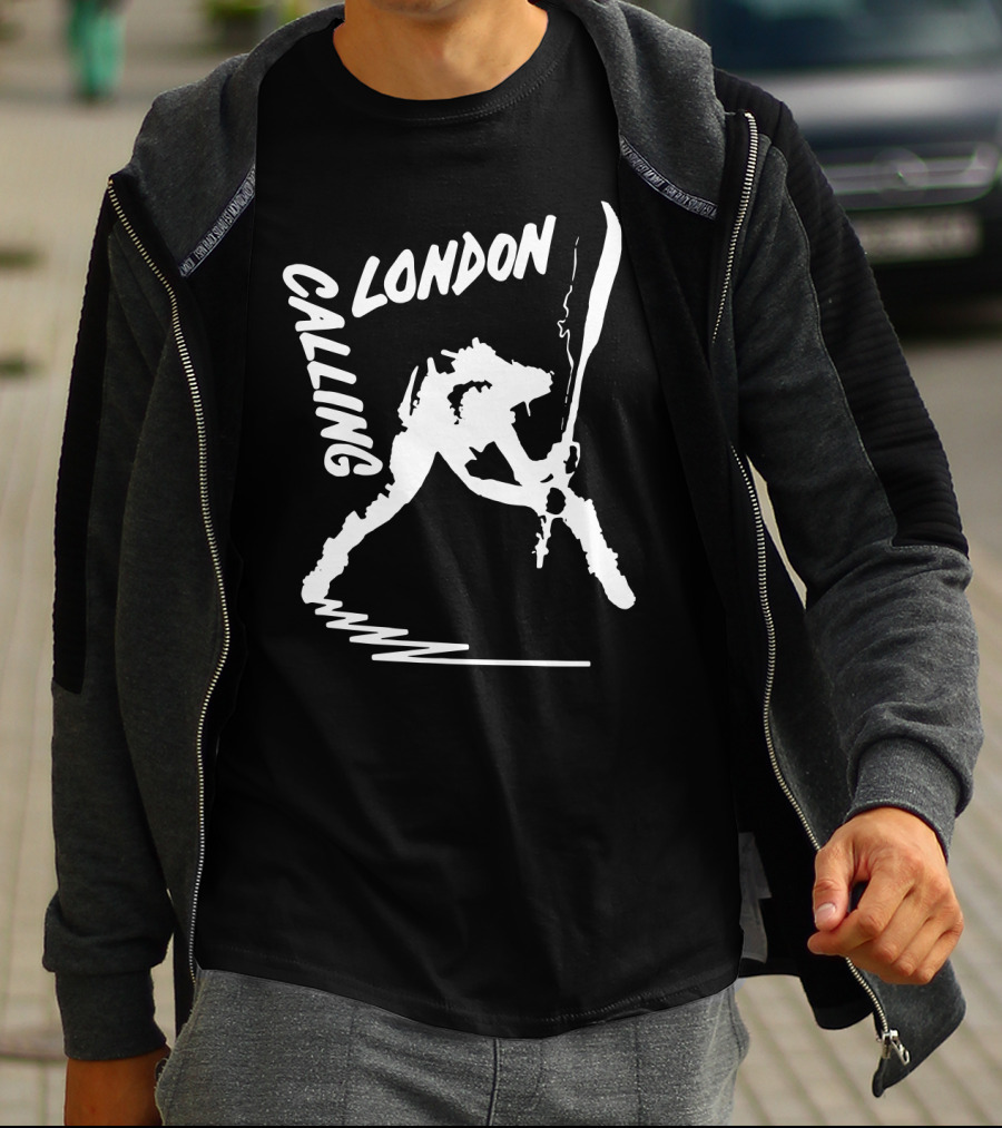 London Calling Punk Rock Guitarist Silhouette T-Shirt