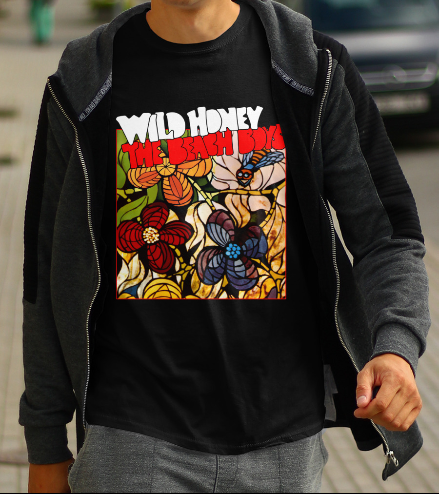 Wild Honey The Beach Boys Flowers And Bee Stained Glass Style T-Shirt