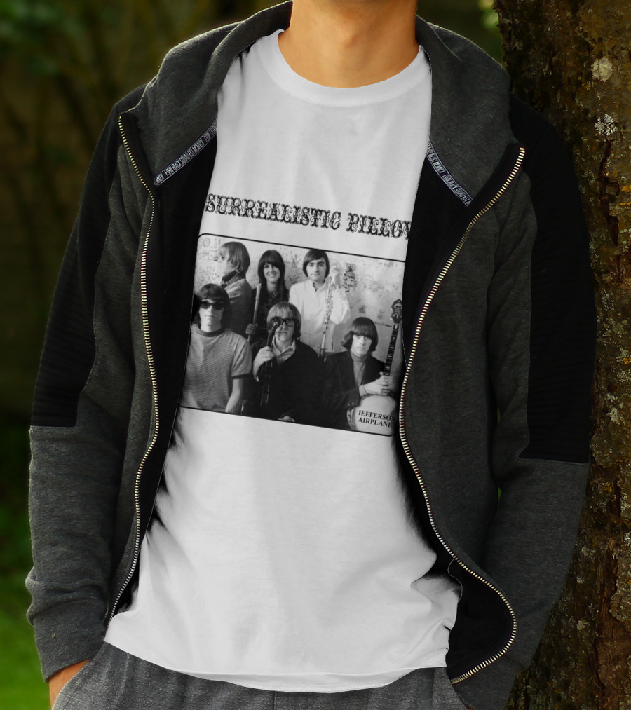 Surrealistic Pillow Jefferson Airplane Album Cover Black And White Photography T-Shirt