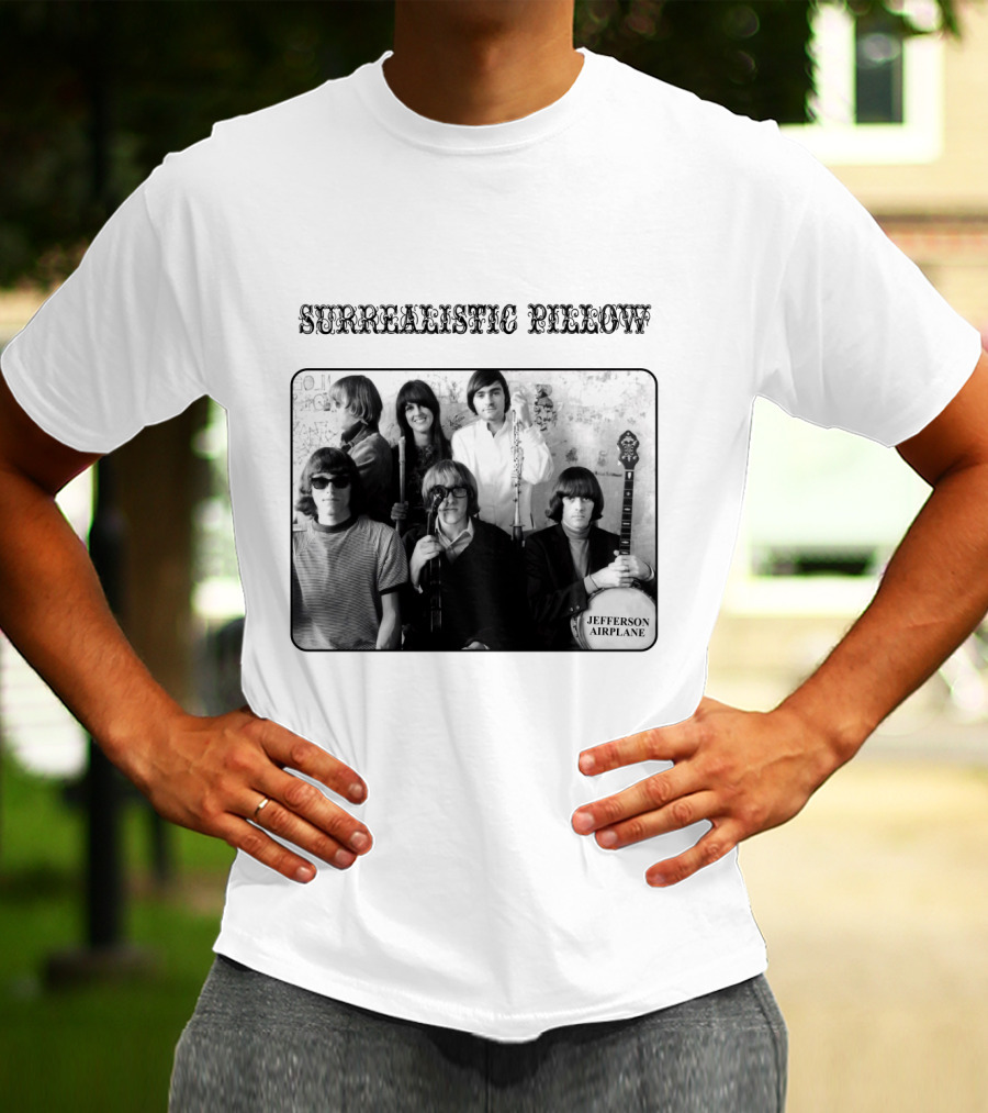 Surrealistic Pillow Jefferson Airplane Album Cover Black And White Photography T-Shirt