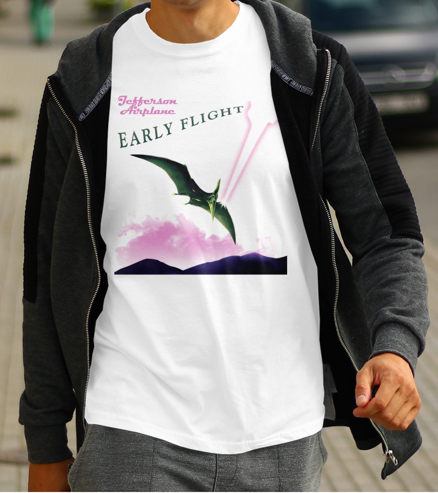 Jefferson Airplane Early Flight Pterosaur Pink Cloud T-Shirt