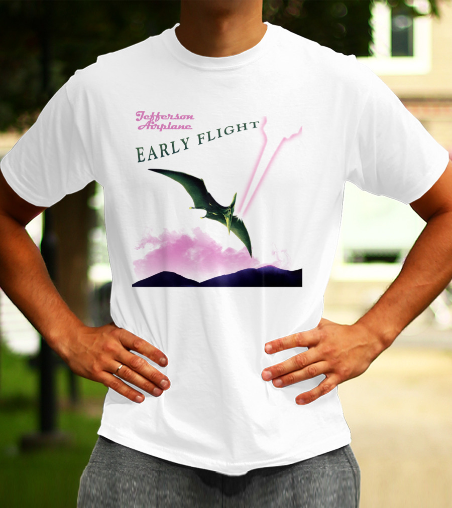 Jefferson Airplane Early Flight Pterosaur Pink Cloud T-Shirt