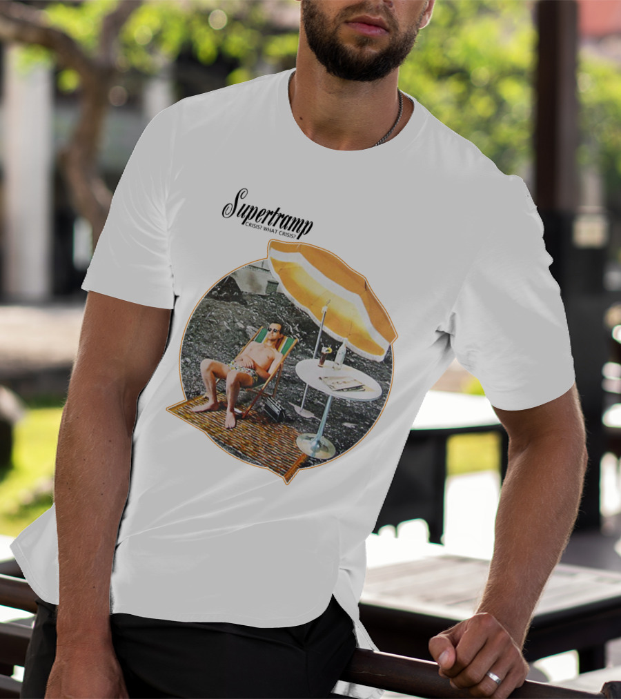 Supertramp Crisis? What Crisis? 1975 Album Art Beach Scene T-Shirt