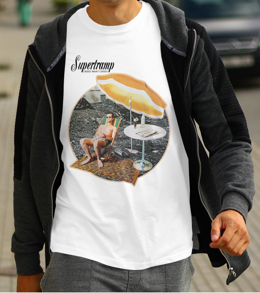 Supertramp Crisis? What Crisis? 1975 Album Art Beach Scene T-Shirt