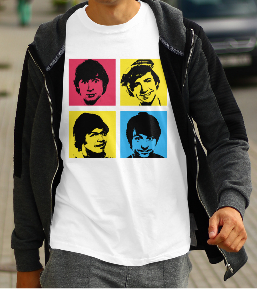 Pop Art Faces In Red Yellow Blue T-Shirt