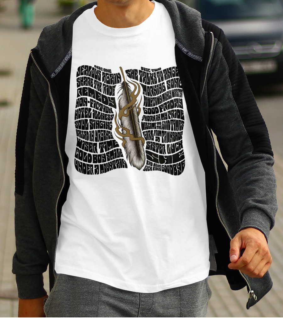 Serious Poetry She Talks To Angels Remedy Cold Roses Feather Artwork T-Shirt