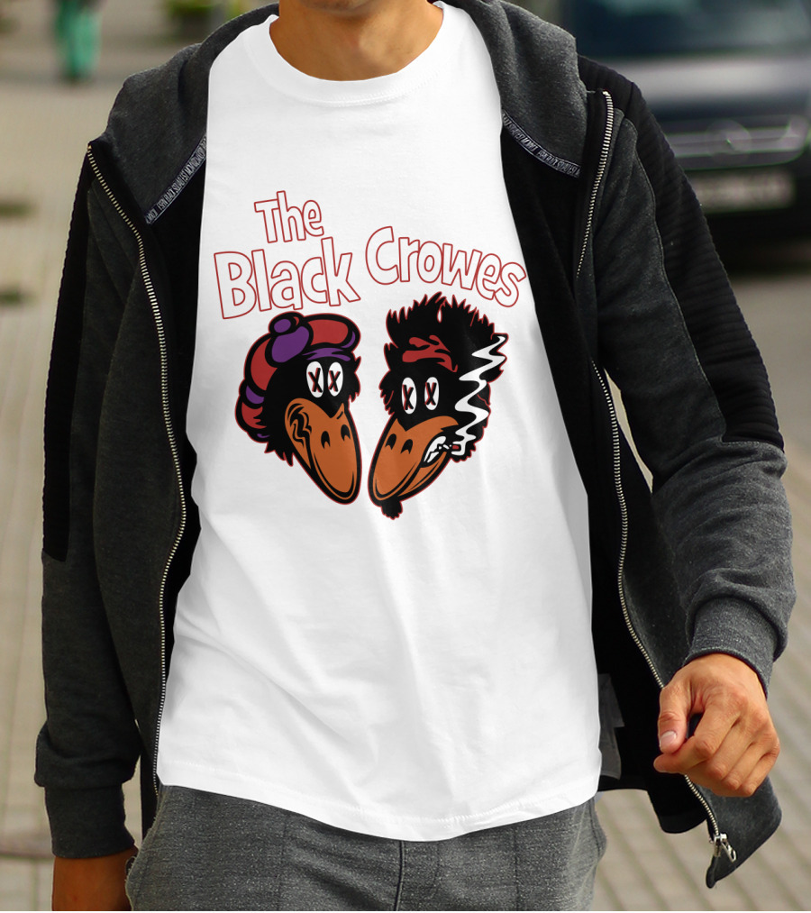 The Black Crowes Cartoon Band Logo Two Characters Smoking T-Shirt