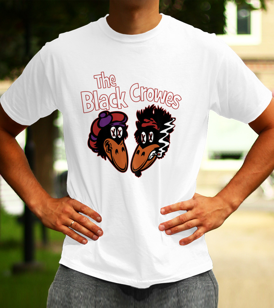 The Black Crowes Cartoon Band Logo Two Characters Smoking T-Shirt