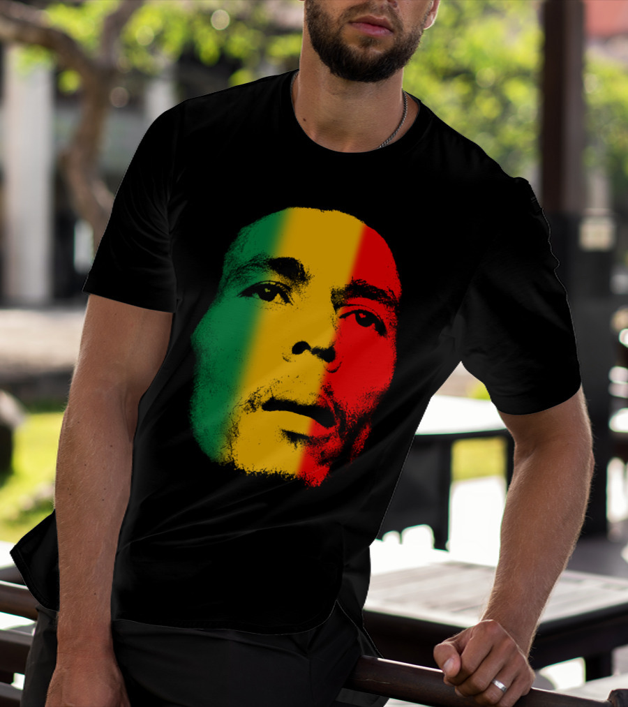 Bml Rasta Face Green Yellow Red T-Shirt