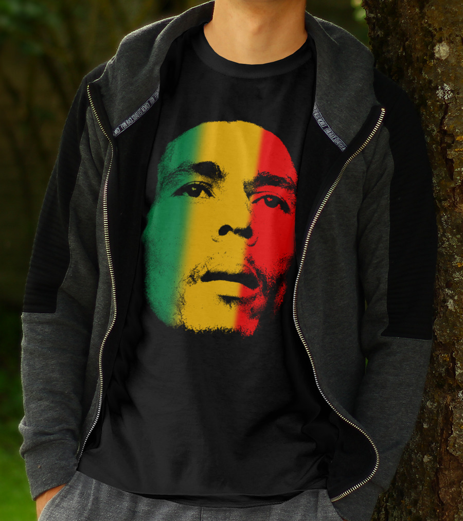 Bml Rasta Face Green Yellow Red T-Shirt