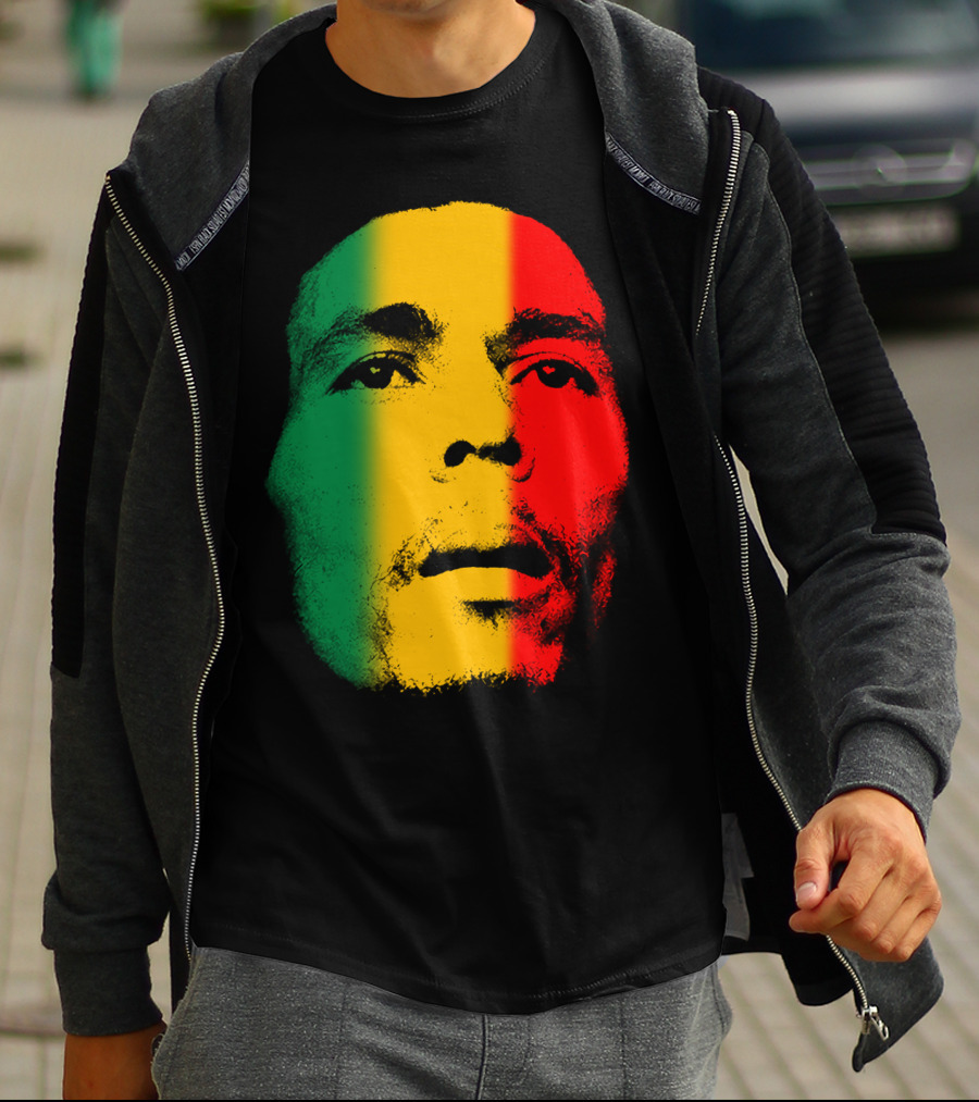 Bml Rasta Face Green Yellow Red T-Shirt