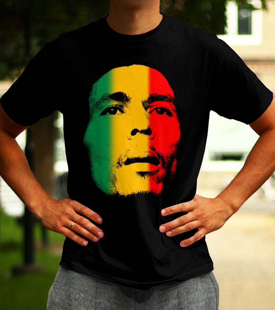 Bml Rasta Face Green Yellow Red T-Shirt