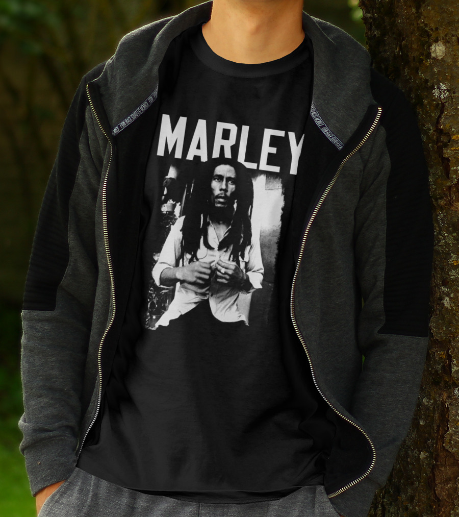 Marley Reggae Legend Iconic Portrait Black And White T-Shirt