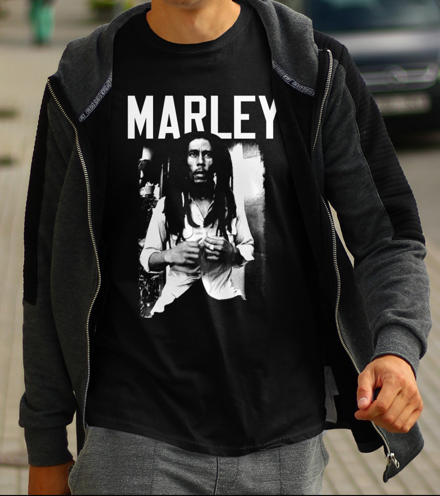 Marley Reggae Legend Iconic Portrait Black And White T-Shirt