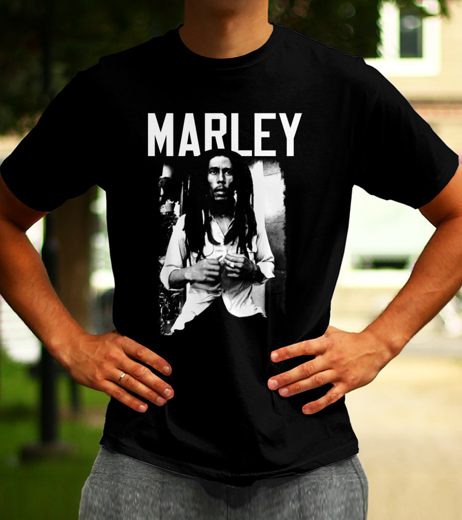 Marley Reggae Legend Iconic Portrait Black And White T-Shirt