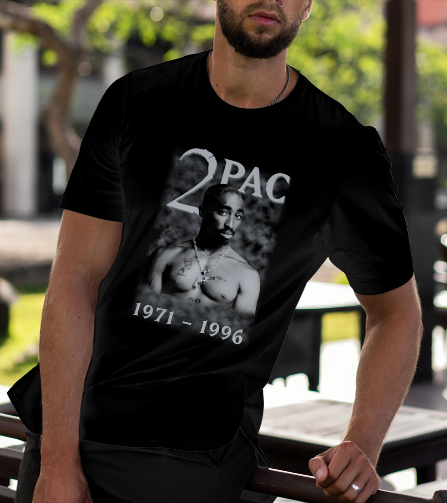 2Pac 1971-1996 Tribute Featuring Iconic Black And White T-Shirt