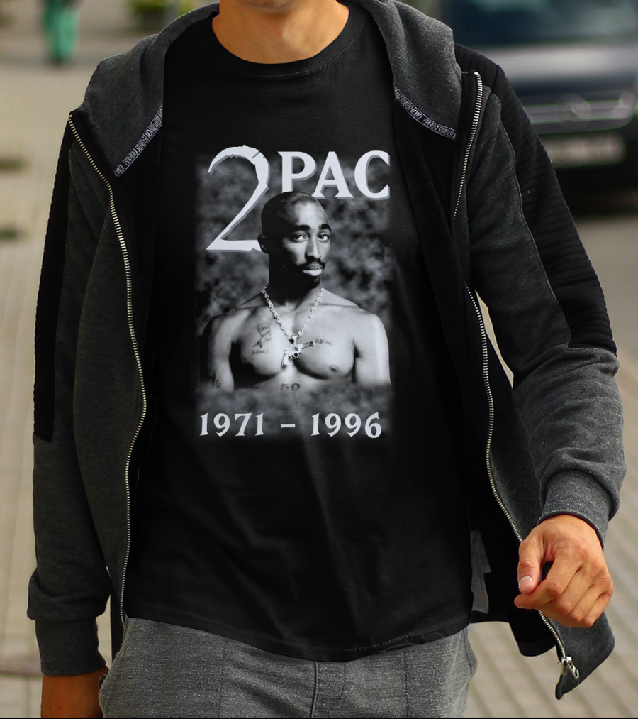2Pac 1971-1996 Tribute Featuring Iconic Black And White T-Shirt