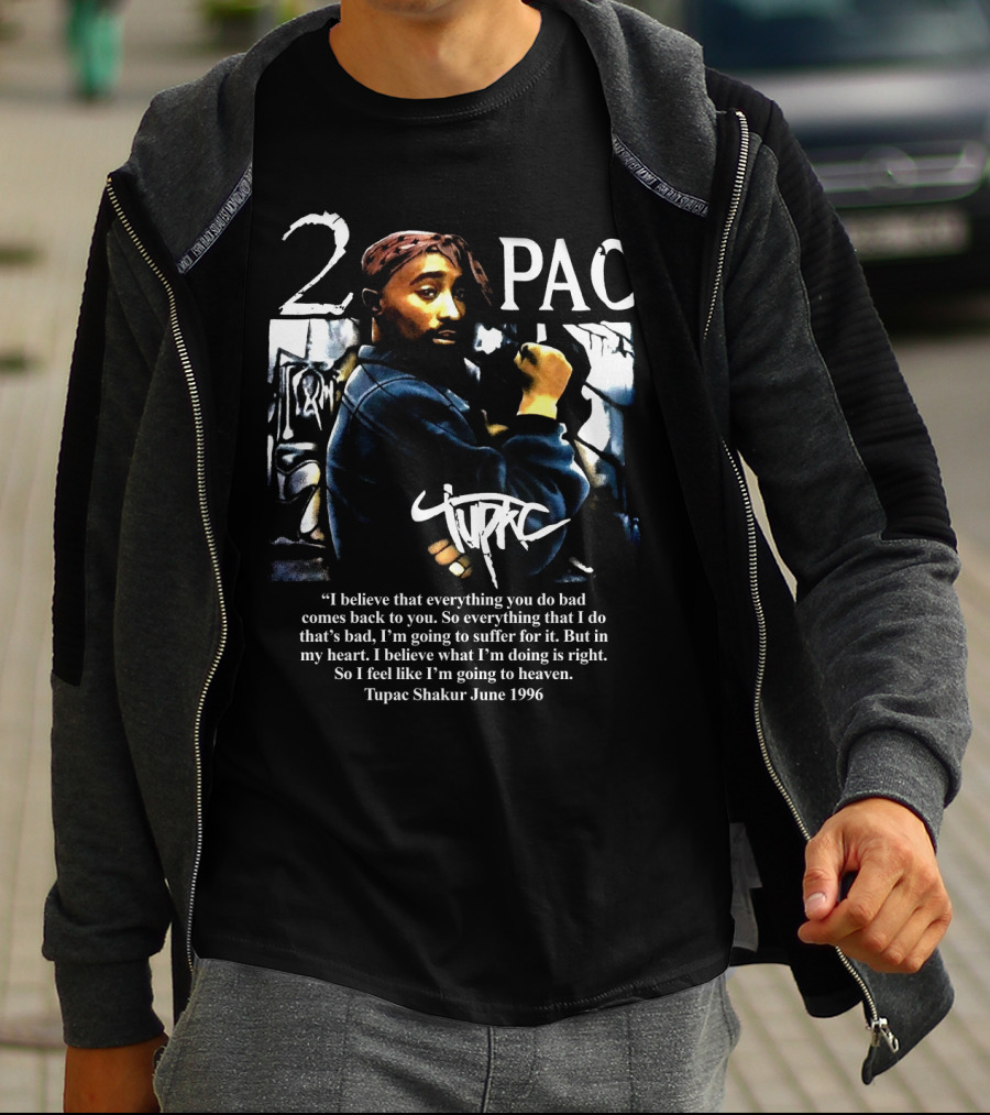 2Pac Shakur Quote June 1996 Graffiti Portrait T-Shirt