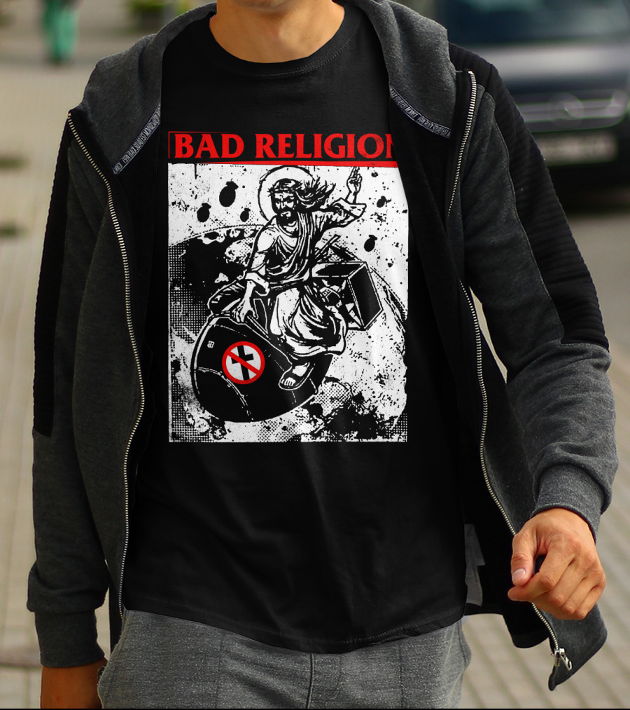 Bad Religion Jesus Riding Bomb Artwork T-Shirt