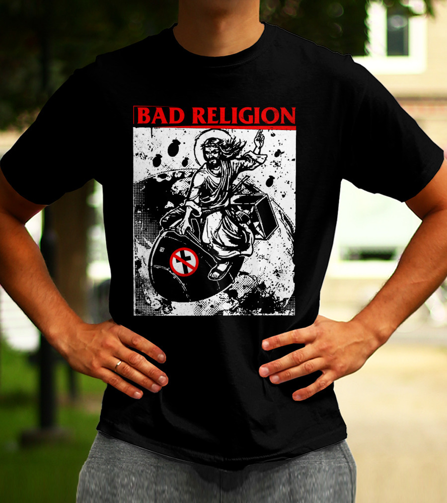 Bad Religion Jesus Riding Bomb Artwork T-Shirt