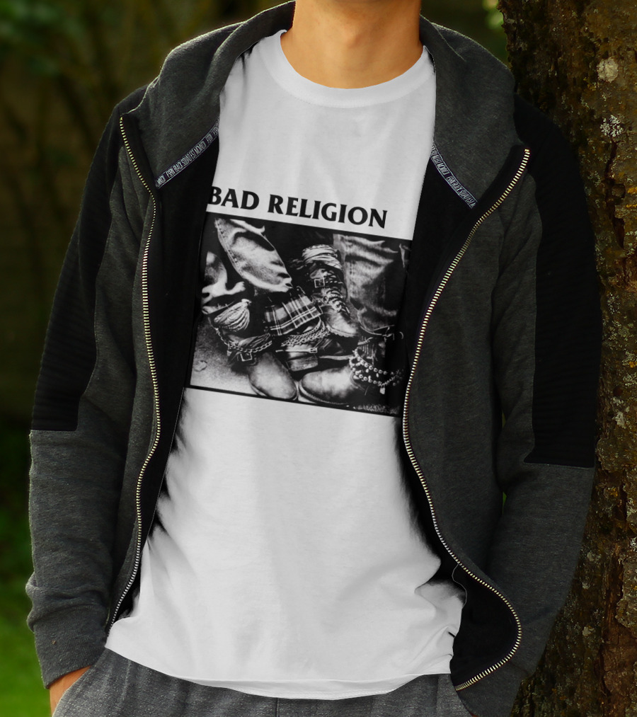 Bad Religion Band Punk Rock Boot Chains And Plaid Pants T-Shirt