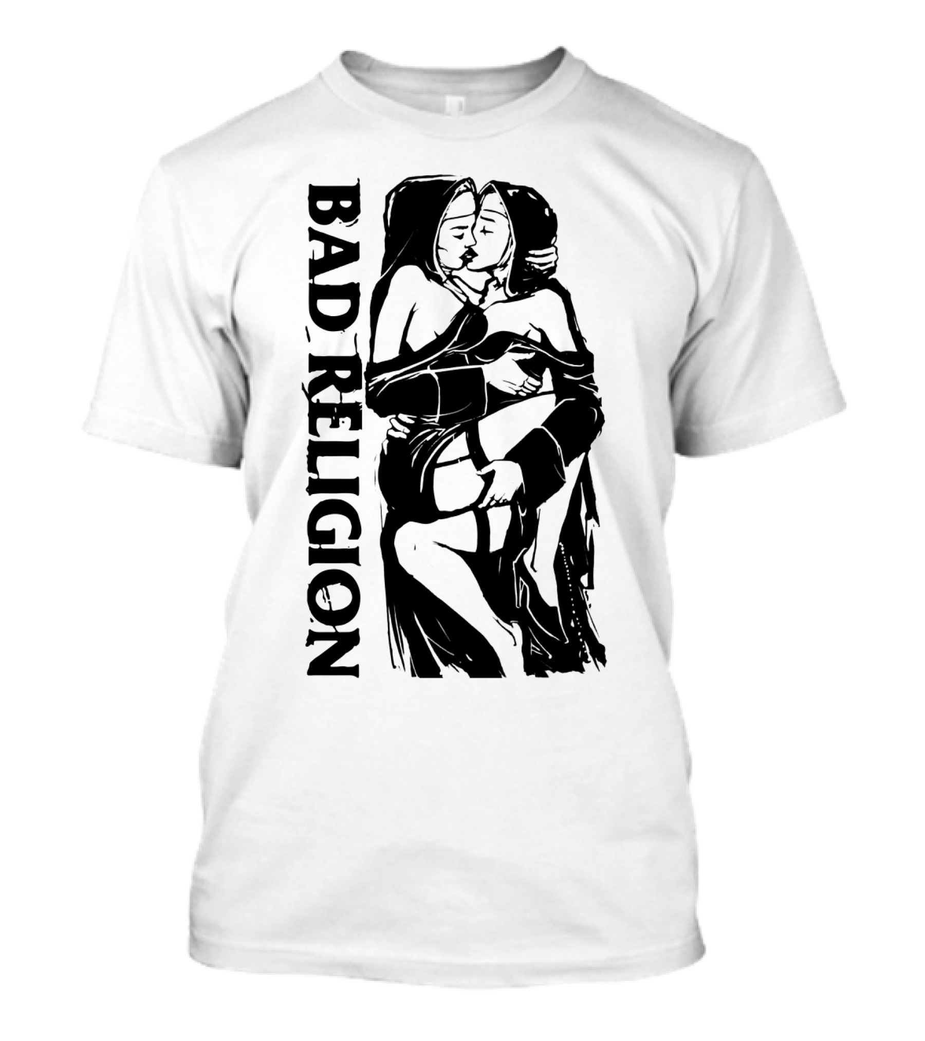 Bad Religion Nuns Graphic Novelty Black And White Bold Art T-Shirt