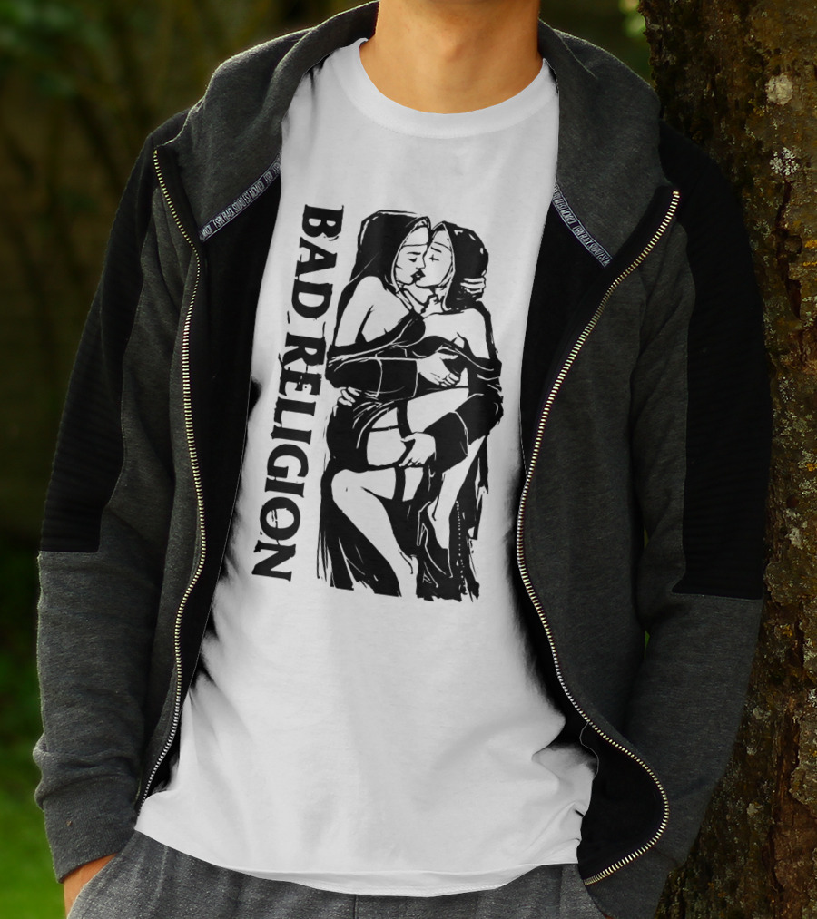 Bad Religion Nuns Graphic Novelty Black And White Bold Art T-Shirt