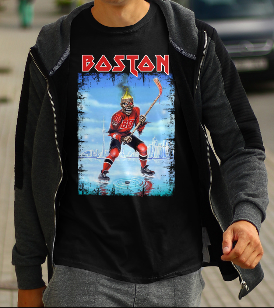 Boston University Terriers Hockey Skeleton Warrior T-Shirt
