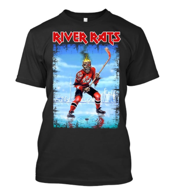 River Rats Hockey Team Flaming Skull Player T-Shirt