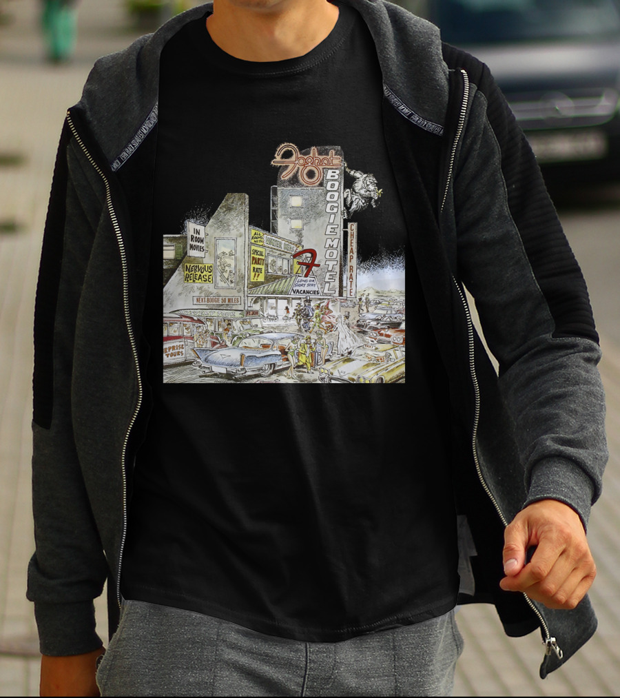 Foghat Boogie Motel Nervous Rex No Vacancies Retro Cars Scene T-Shirt