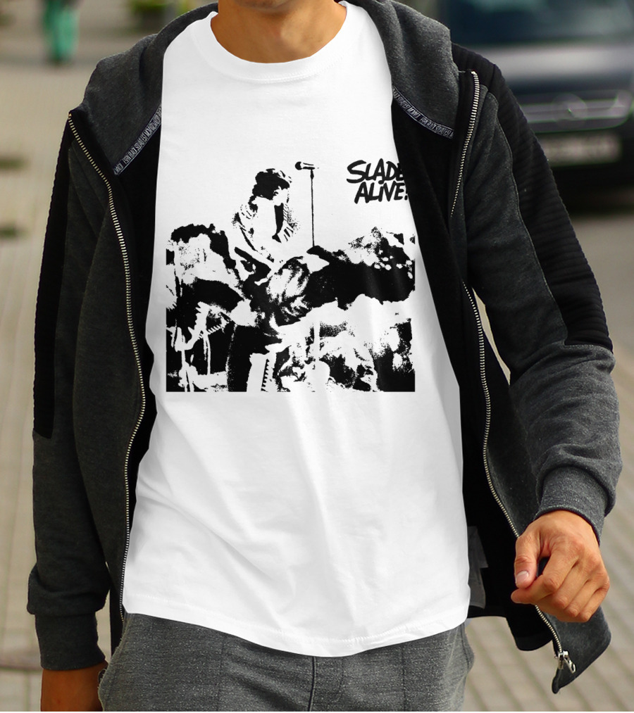 Slade Alive! Retro Concert Photo Black And White T-Shirt