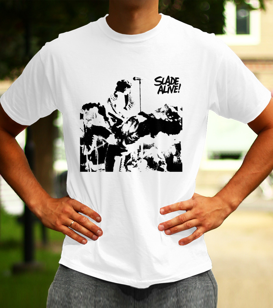 Slade Alive! Retro Concert Photo Black And White T-Shirt