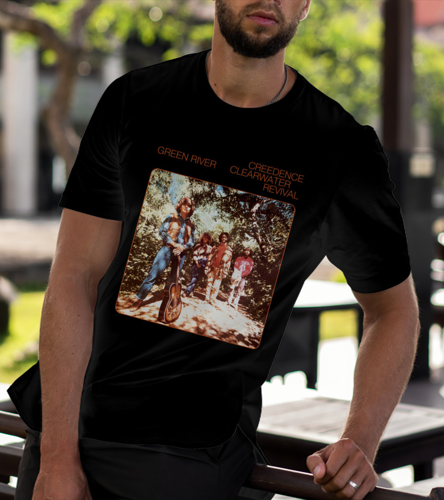 Creedence Clearwater Revival Green River Album Cover Group Photo T-Shirt