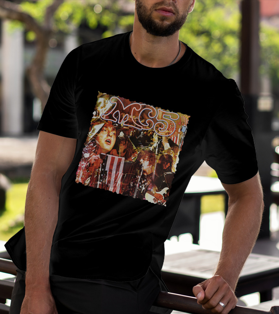 MC5 Kick Out The Jams Psychedelic Rock Performance Collage With American Flag T-Shirt