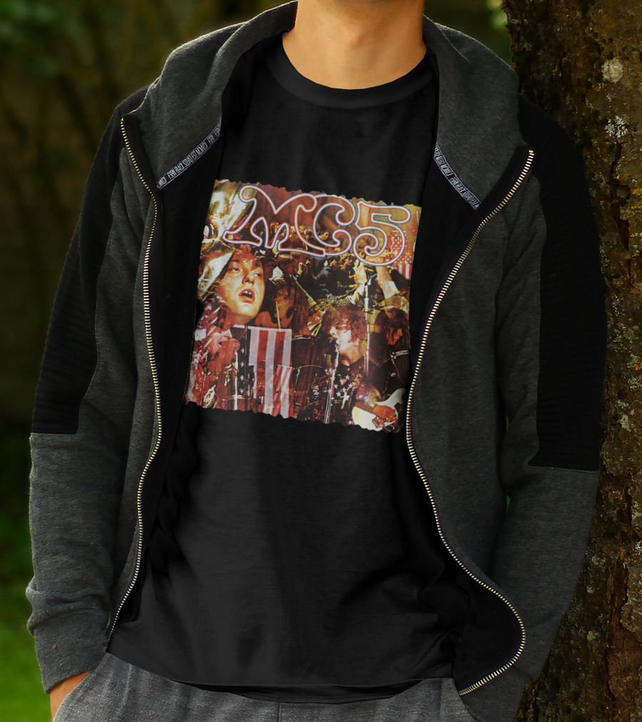 MC5 Kick Out The Jams Psychedelic Rock Performance Collage With American Flag T-Shirt