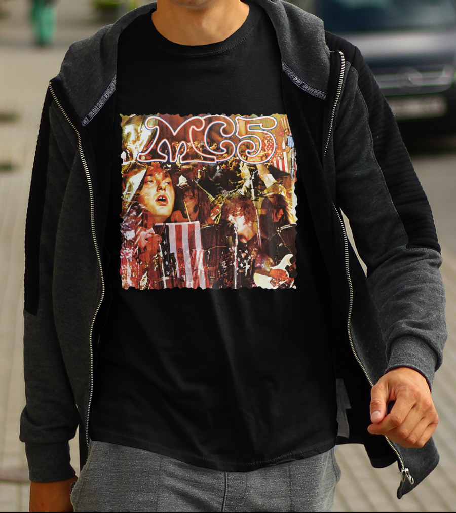 MC5 Kick Out The Jams Psychedelic Rock Performance Collage With American Flag T-Shirt