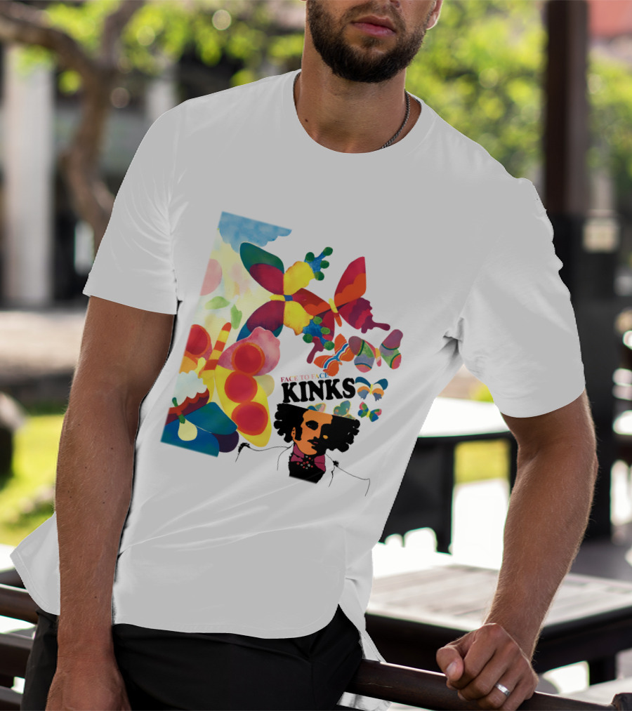 The Kinks Face To Face Colorful Butterflies And Psychedelic T-Shirt