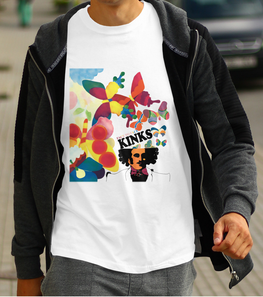 The Kinks Face To Face Colorful Butterflies And Psychedelic T-Shirt
