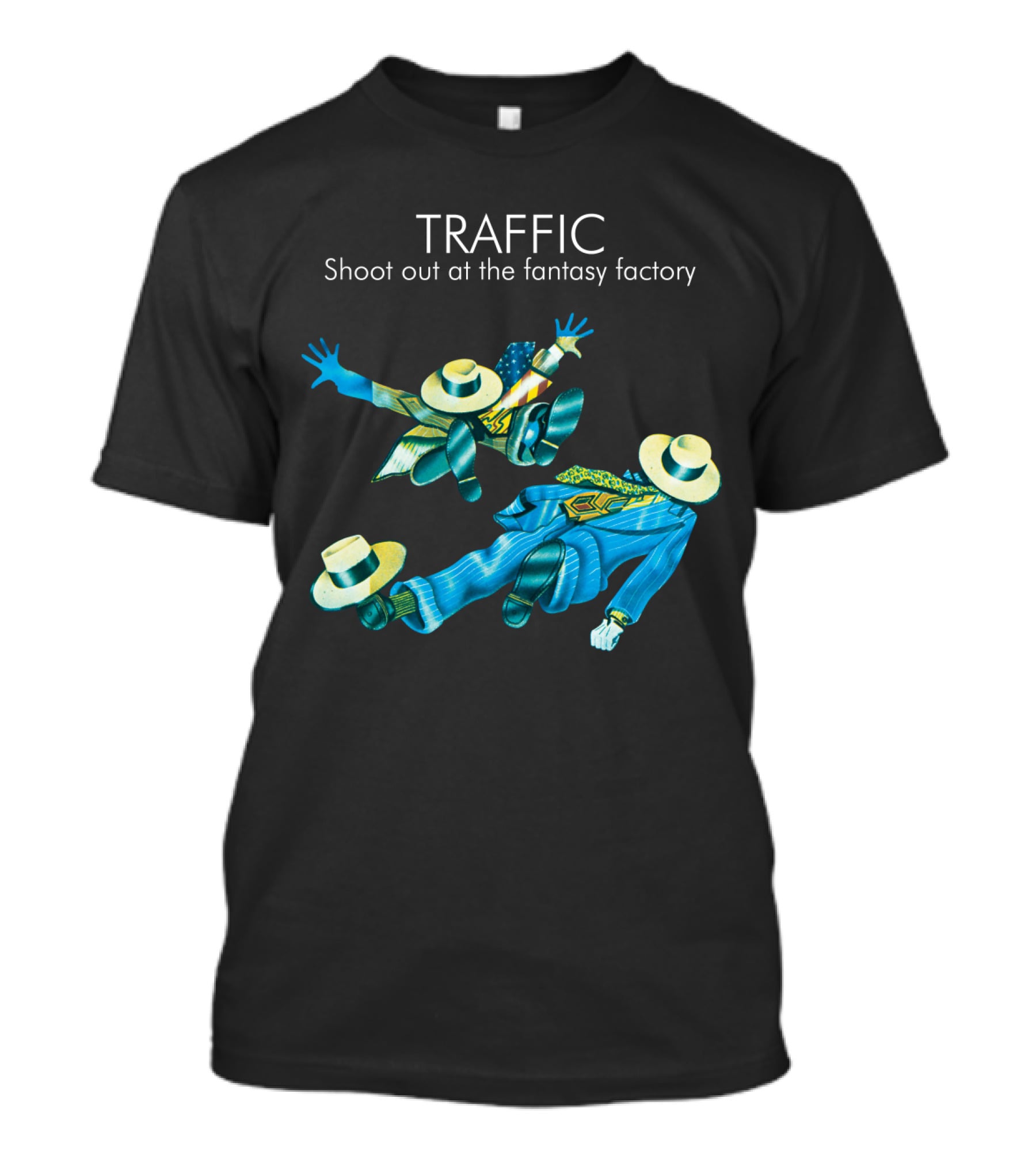Traffic Shoot Out At The Fantasy Factory Psychedelic Figures Floating With Hats And Suits T-Shirt