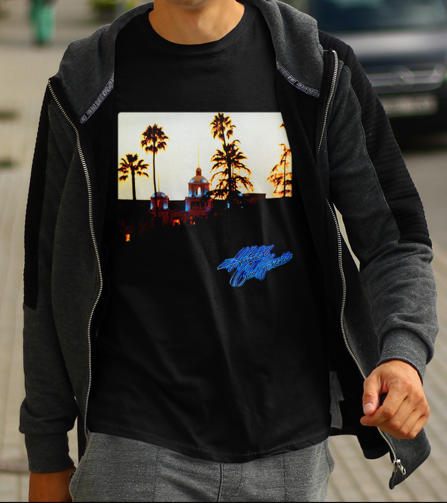 The Eagles Hotel California Neon Palm Sunset T-Shirt