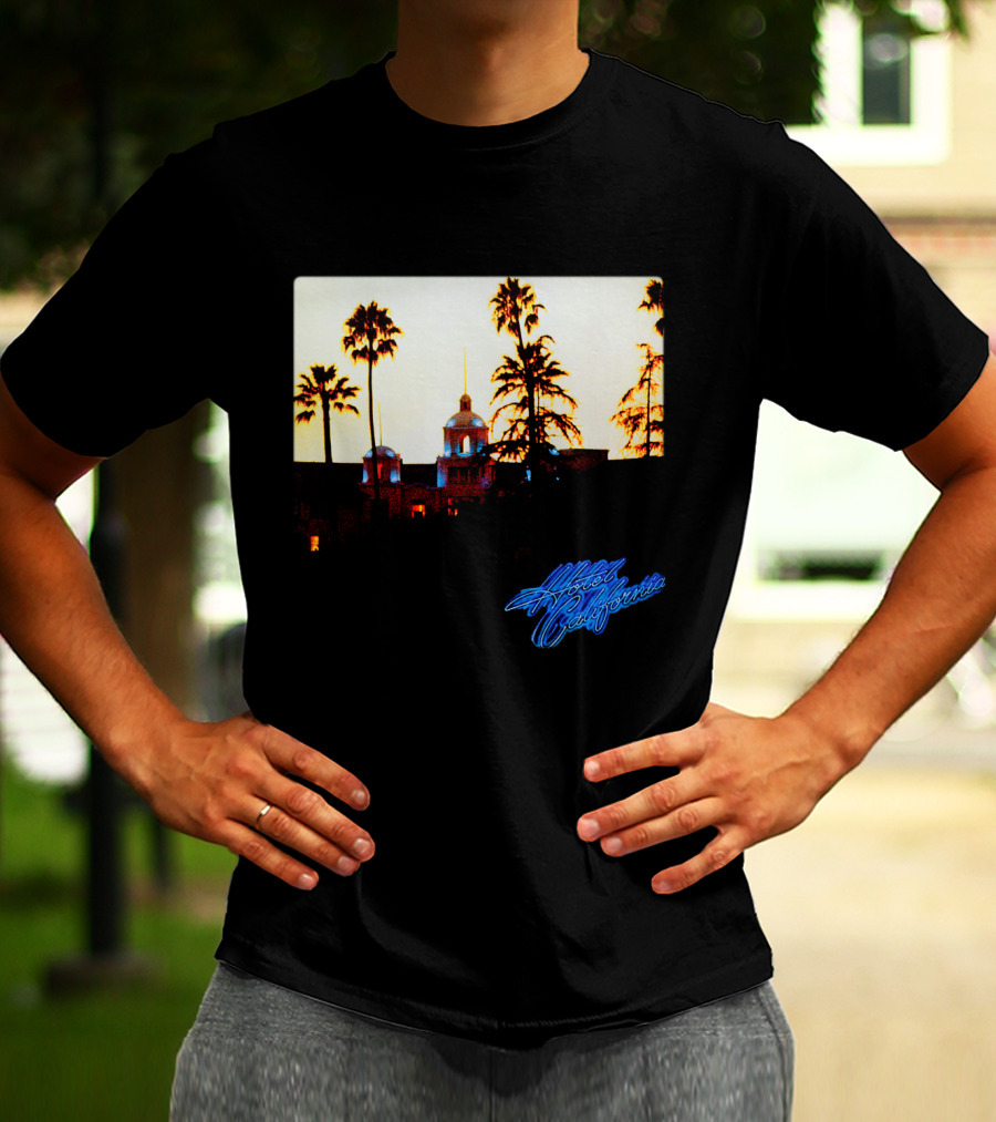 The Eagles Hotel California Neon Palm Sunset T-Shirt