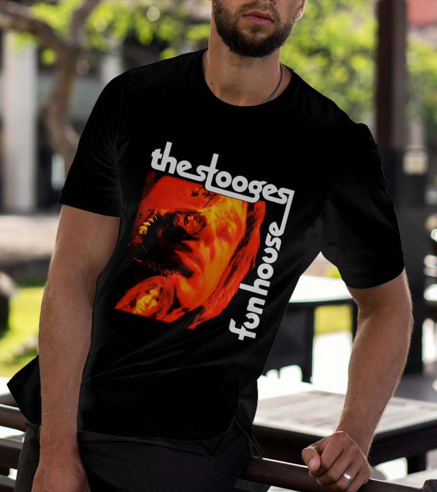 The Stooges Fun House 1970 Album Cover Art With Band Faces In Red And Orange T-Shirt