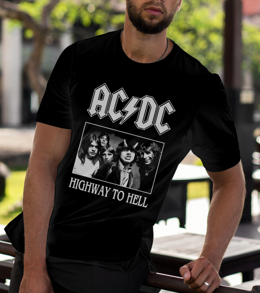 Ac Dc Highway To Hell Band Photo T-Shirt