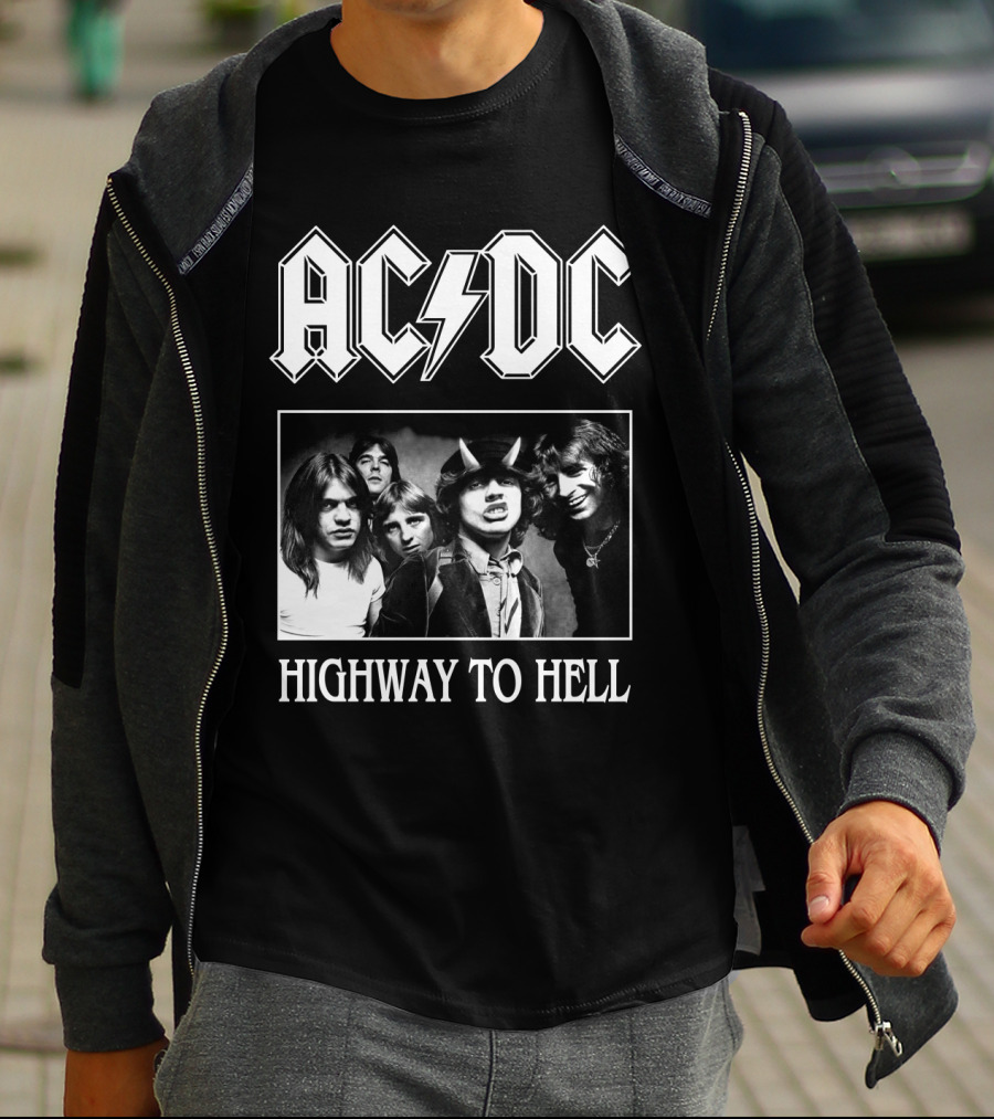 Ac Dc Highway To Hell Band Photo T-Shirt