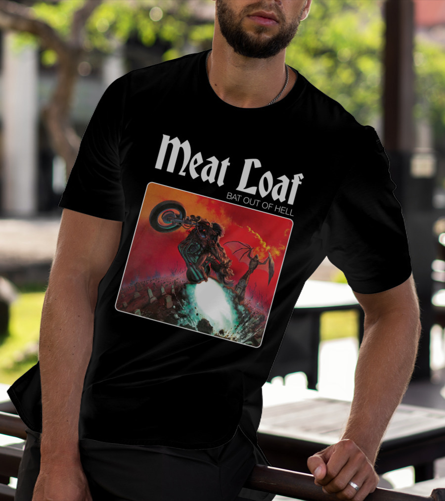 Meat Loaf Bat Out Of Hell Motorcycle And Bat T-Shirt