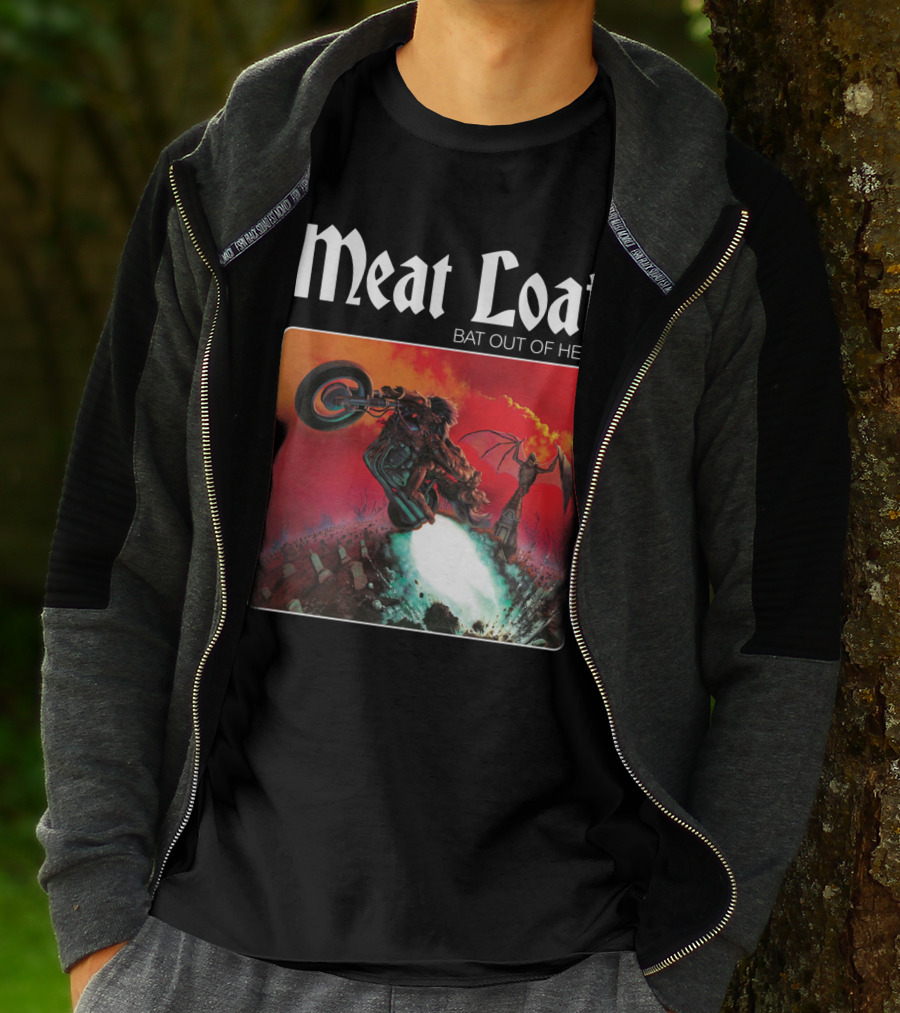 Meat Loaf Bat Out Of Hell Motorcycle And Bat T-Shirt