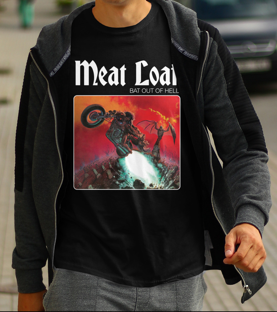 Meat Loaf Bat Out Of Hell Motorcycle And Bat T-Shirt
