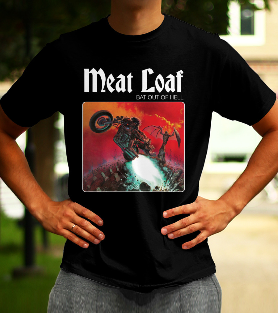 Meat Loaf Bat Out Of Hell Motorcycle And Bat T-Shirt