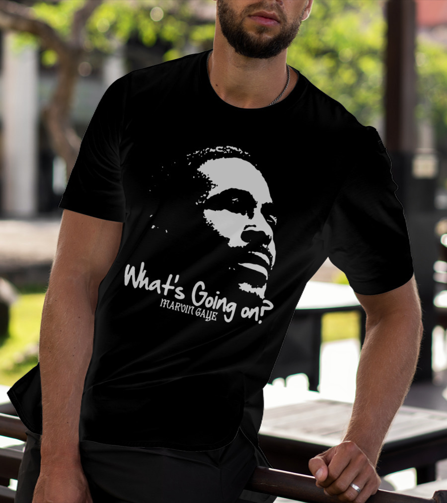 Marvin Gaye What's Going On 1971 Album Cover Art Iconic Black And White Silhouette T-Shirt