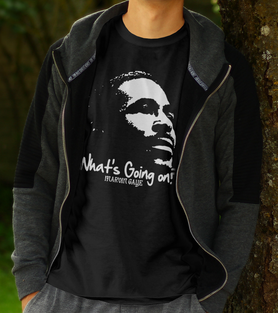 Marvin Gaye What's Going On 1971 Album Cover Art Iconic Black And White Silhouette T-Shirt